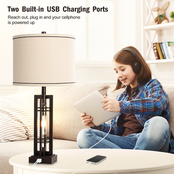 Rustic lamps with usb ports on sale